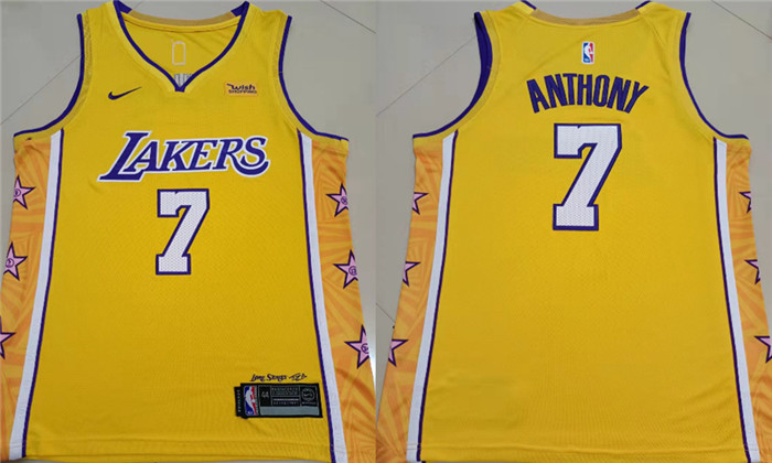 akers 7 Carmelo Anthony Yellow Nike City Edition Swingman Jersey