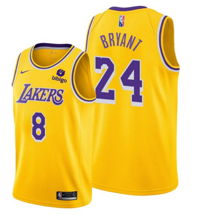 Men's Los Angeles Lakers Front #8 Back #24 Kobe Bryant Bibigo Yellow Stitched Basketball Jersey