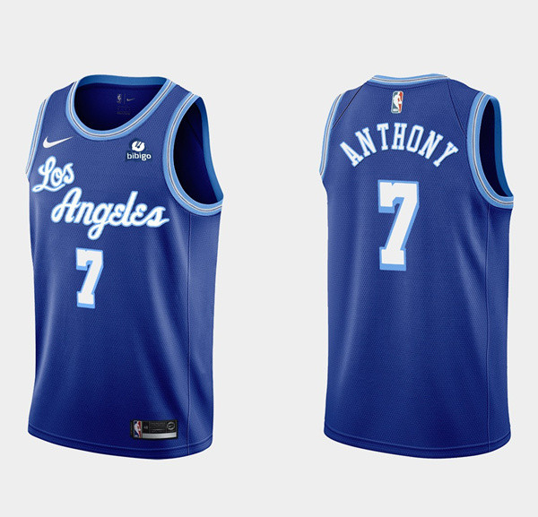 Men's Los Angeles Lakers #7 Carmelo Anthony Blue Bibigo Stitched NBA Jersey