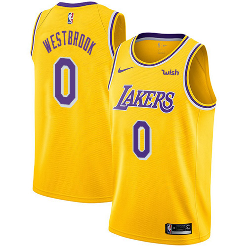 Nike Lakers #0 Russell Westbrook Gold NBA Swingman Icon Edition Jersey