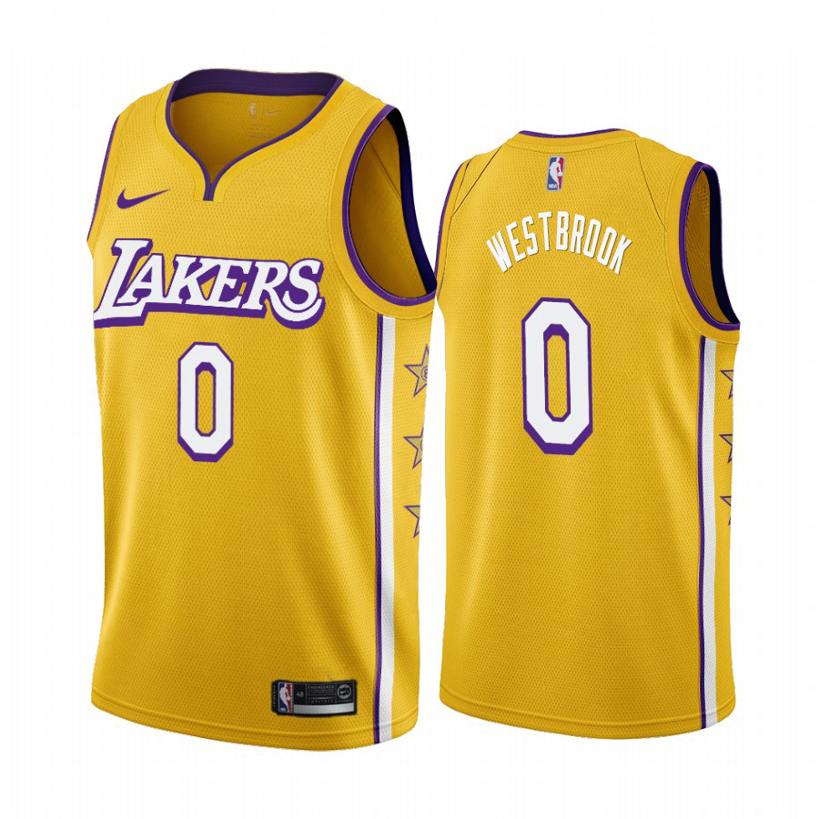 Nike Lakers #0 Russell Westbrook Men's Unveil 2019-20 City Edition Swingman NBA Jersey Yellow