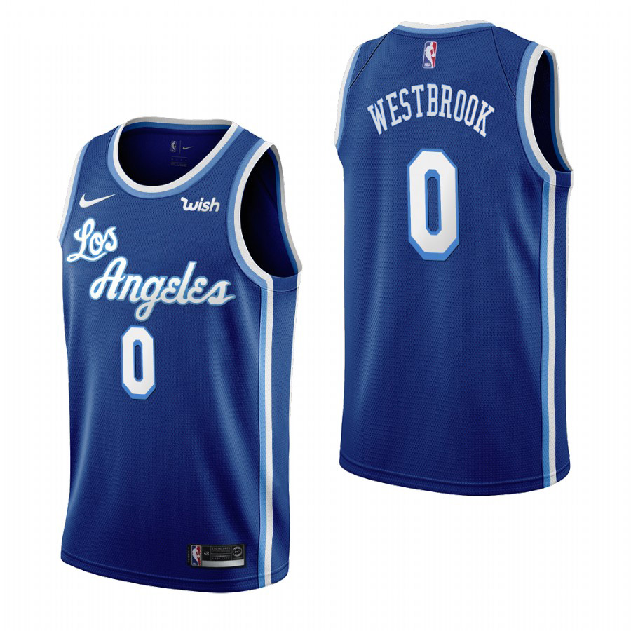 Los Angeles Lakers #0 Russell Westbrook Blue 2019-20 Classic Edition Stitched NBA Jersey