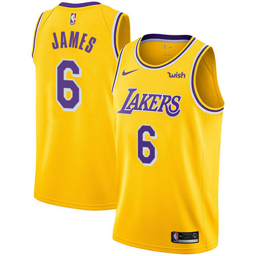 Nike Lakers #6 LeBron James Gold NBA Swingman Icon Edition Jersey