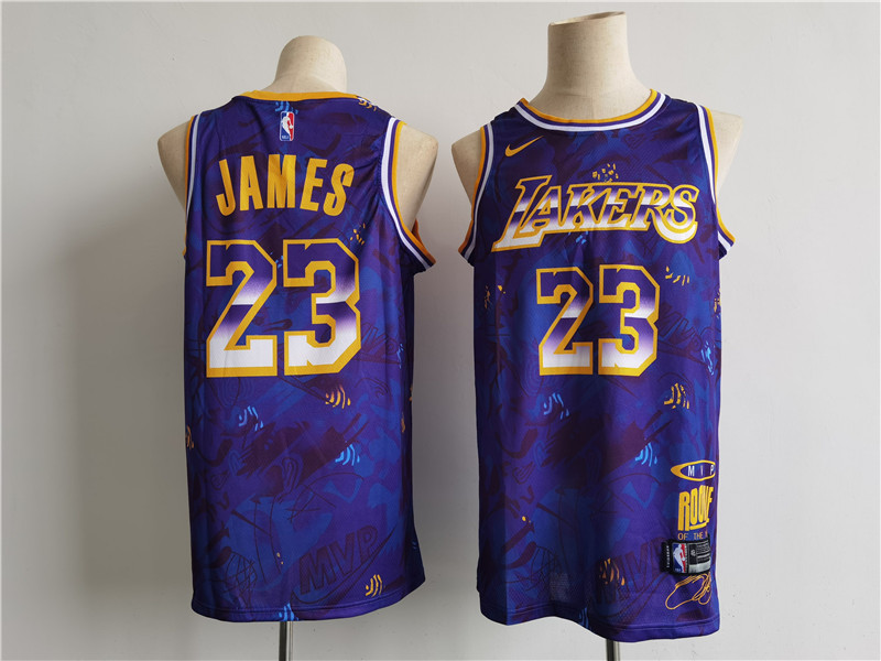 Men Los Angeles Lakers 23 James Purple Nike MVP rookie of the year select series 2021 NBA Jersey