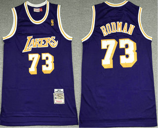 Men's Los Angeles Lakers #73 Dennis Rodman Purple 1998-99 Hardwood Classics Soul Swingman Stitched NBA Throwback Jersey