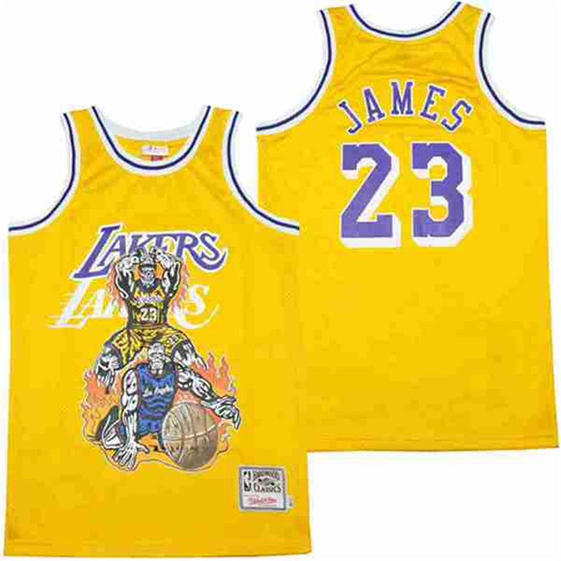 Men's Los Angeles Lakers #23 LeBron James skeleton Stitched Jersey