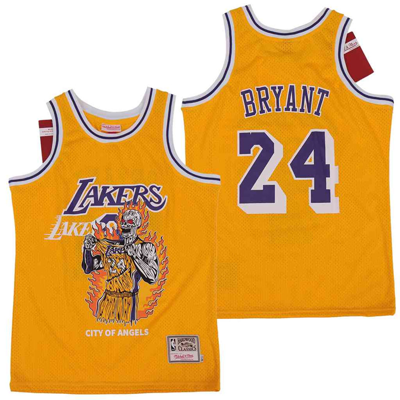 Men's Los Angeles Lakers #24 Kobe Bryant skeleton Stitched Jersey