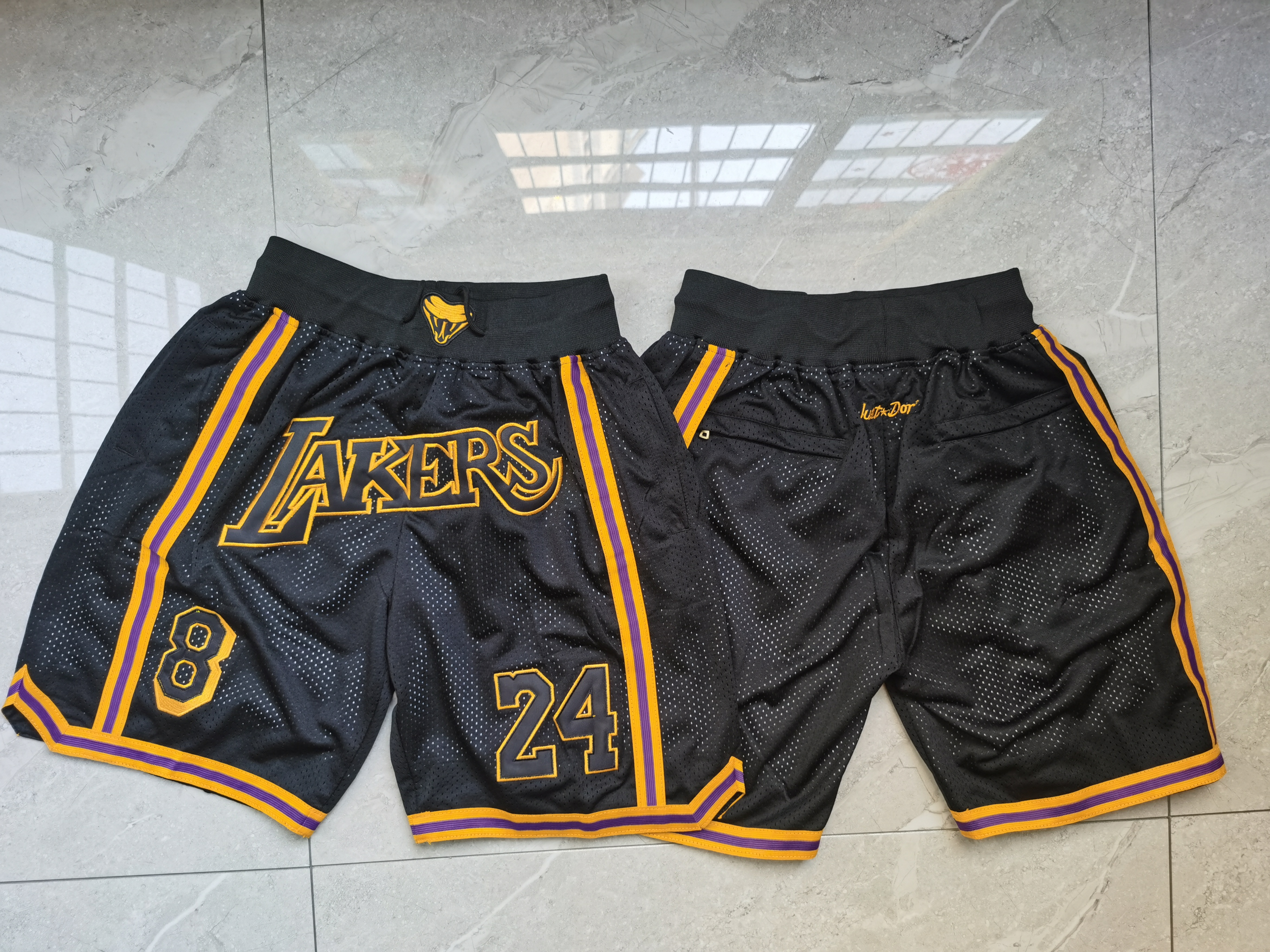 Lakers Teams Black 8 & 24 Just Don With Pocket Swingman Shorts