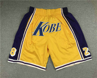 Men's Los Angeles Lakers #8 #24 Kobe Bryant Yellow Just Don