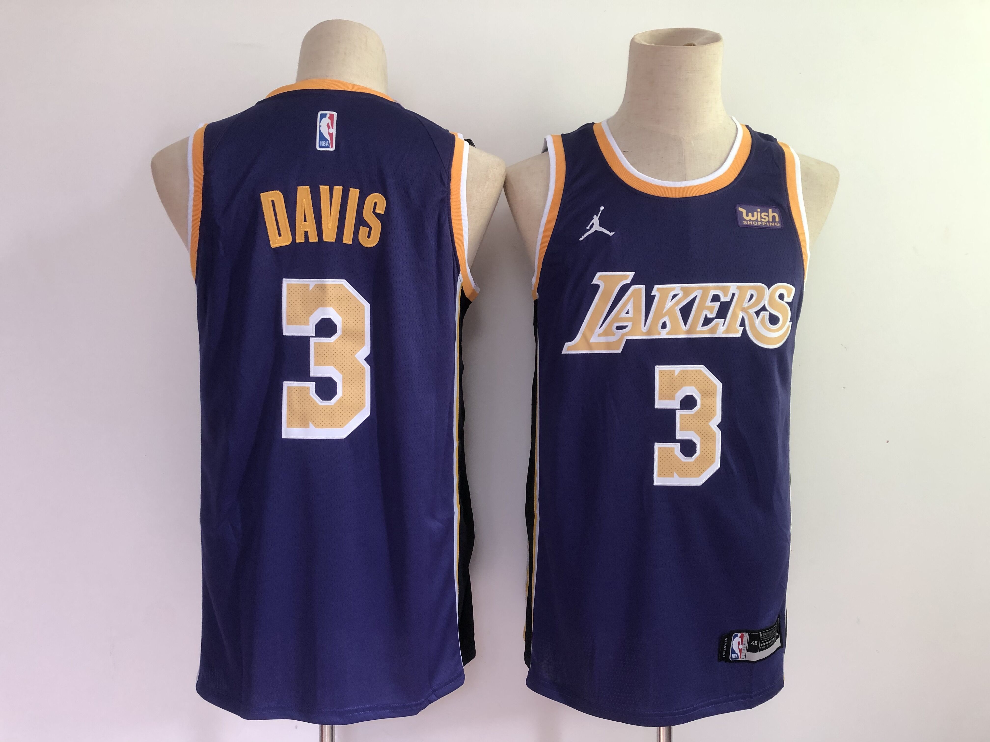 Men's Los Angeles Lakers #3 Anthony Davis Purple 2021 Brand Jordan Swingman Stitched NBA Jersey With NEW Sponsor Logo