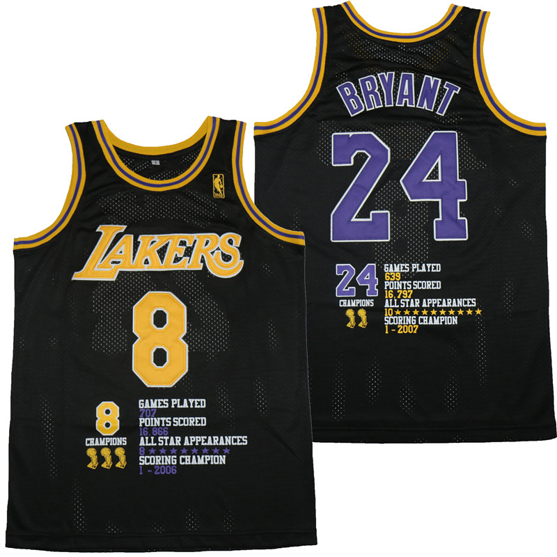 Lakers 8 & 24 Kobe Bryant Black Swingman Fashion Jersey