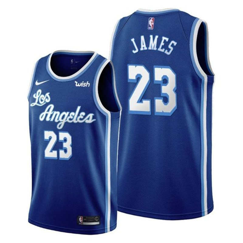 Men's Los Angeles Lakers #23 LeBron James 2020 Blue Throwback Jersey