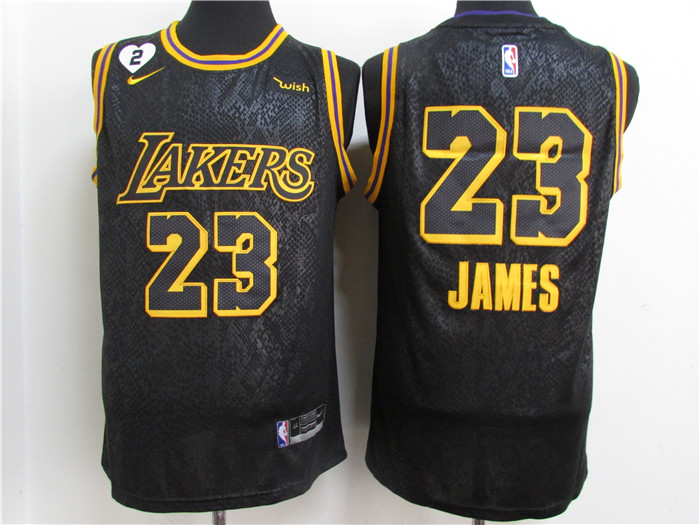 Lakers 23 Lebron James Black Mamba 2 Heart Gigi Patch Nike Swingman Jersey