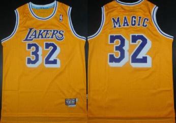 Custom Lakers #32 Magic Yellow Jersey