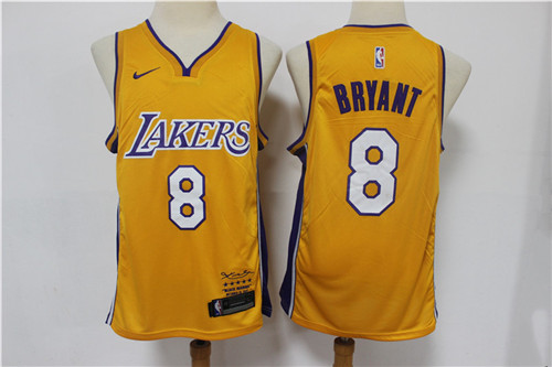 Lakers 8 Kobe Bryant Yellow Nike Swingman Jersey