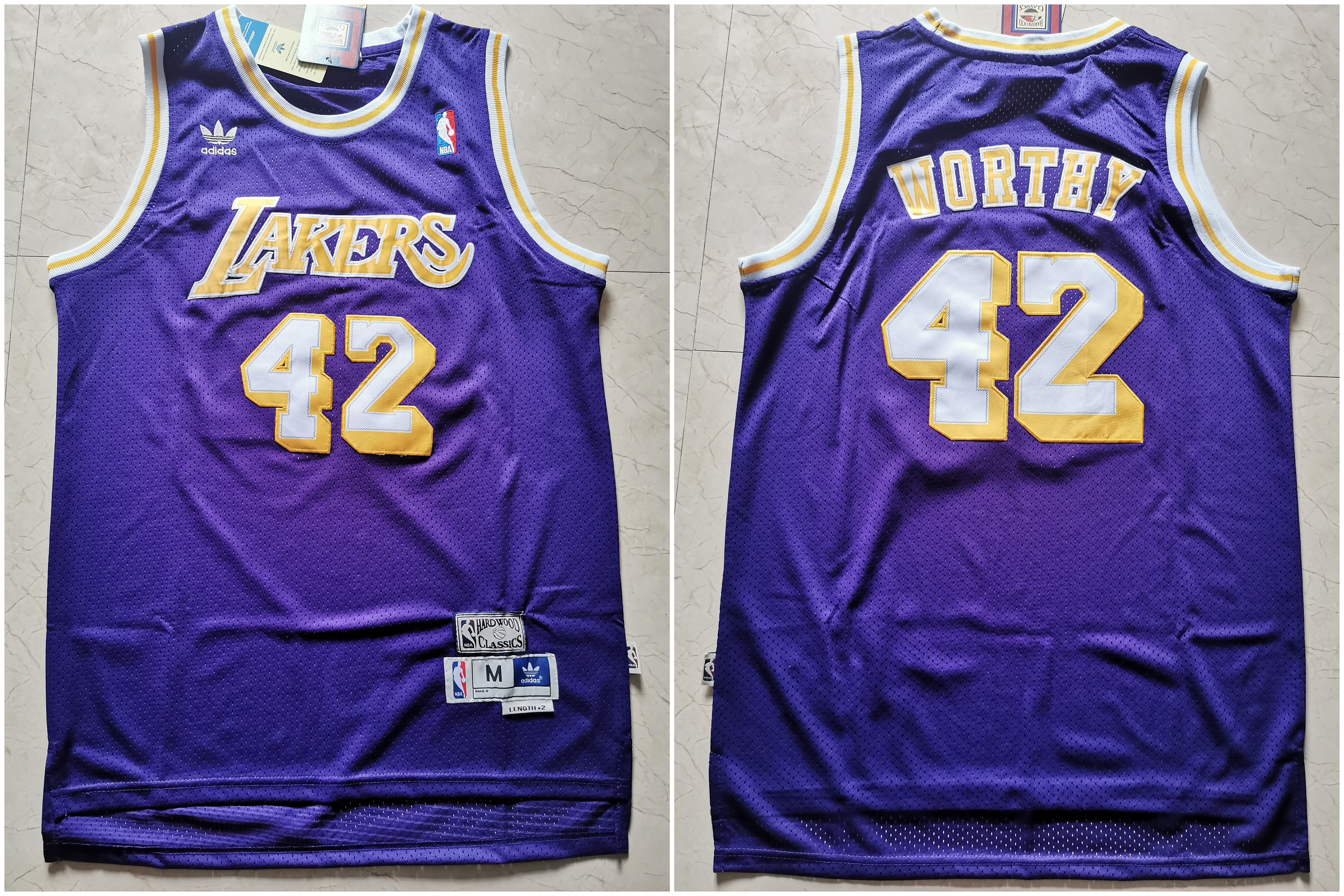 Lakers 42 James Worthy Purple Hardwood Classics Jersey