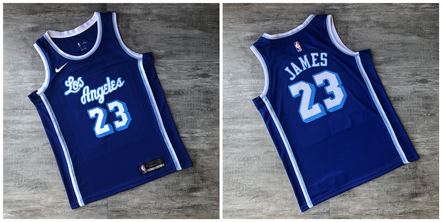 Lakers 23 Lebron James Blue Printed Nike Swingman Jersey