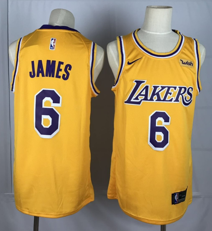 Lakers 6 Lebron James Yellow Nike Swingman Jersey