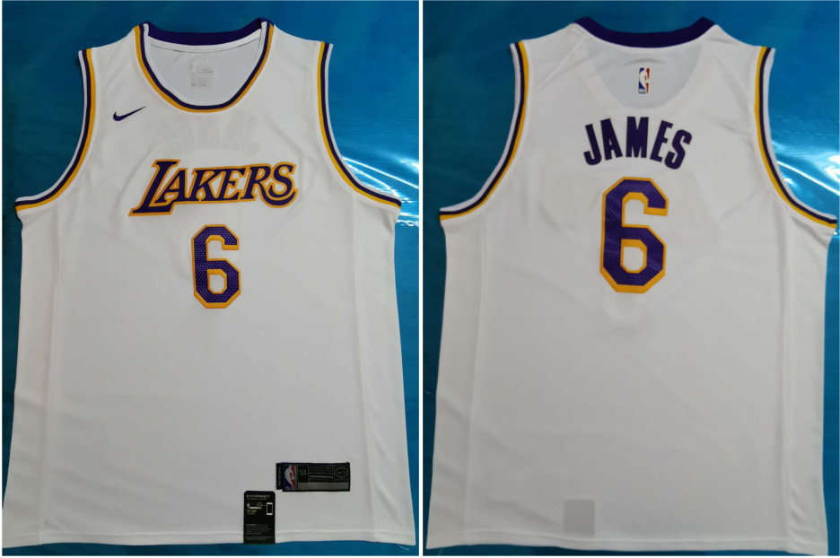 Lakers 6 Lebron James White Nike Swingman Jersey