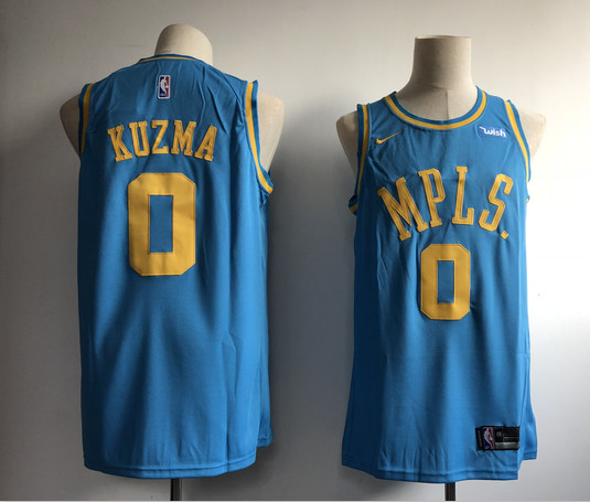 Lakers 0 Kyle Kuzma Light Blue Nike Throwback Swingman Jersey