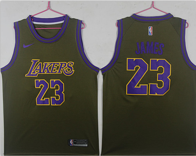 Lakers 23 Lebron James Olive Nike Swingman Jersey