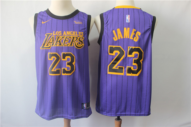 Men Lakers 23 Lebron James Purple 2018-19 City Edition Nike Swingman Jersey