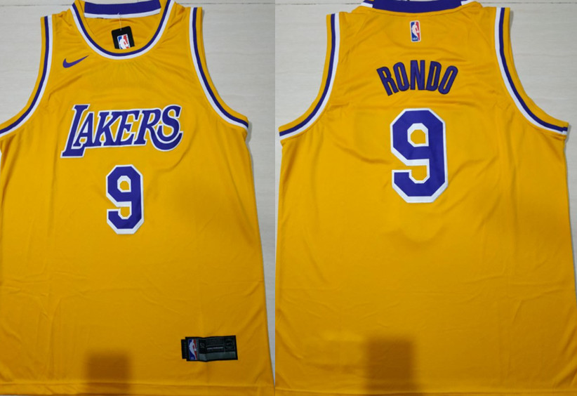 Lakers 9 Rajon Rondo Gold 2018-19 Nike Swingman Jersey