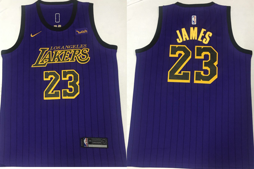 Lakers 23 Lebron James Purple 2018-19 City Edition Nike Swingman Jersey