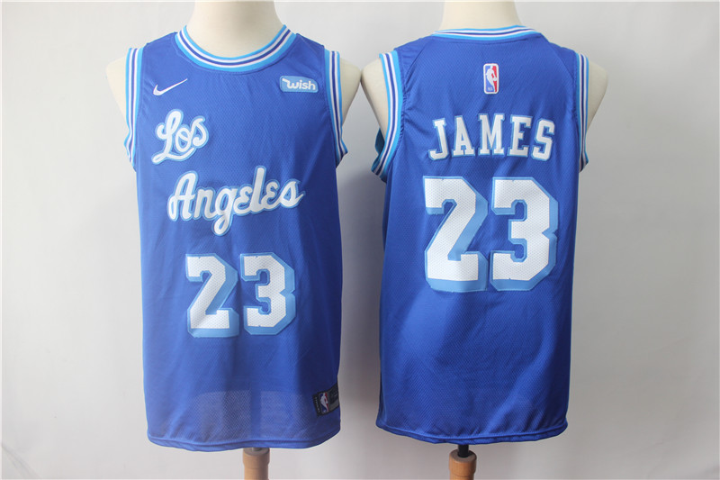 Lakers 23 Lebron James Blue Throwback Nike Swingman Jersey