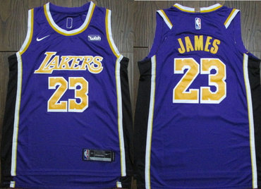 Lakers 23 Lebron James Purple 2018-19 Nike Authentic Jersey