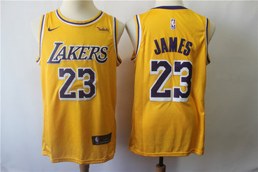 Lakers 23 Lebron James Gold 2018-19 Nike Swingman Jersey