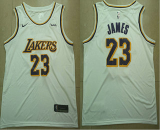 Men's Los Angeles Lakers #23 LeBron James White 2018-19 Nike Wish Swingman Association Edition Stitched Jersey