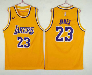 Men's Los Angeles Lakers #23 LeBron James Yellow 2018-2019 Nike Swingman Stitched NBA Jersey