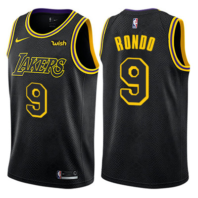 Nike Lakers #9 Rajon Rondo Black NBA Swingman City Edition Jersey