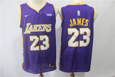 Los Angeles Lakers # 23 Lebron James 14 Brandon Ingram Purple Nike Swingman Jersey