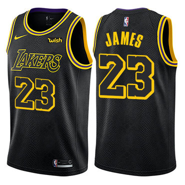 Nike Lakers #23 LeBron James Black NBA Swingman City Edition Jersey