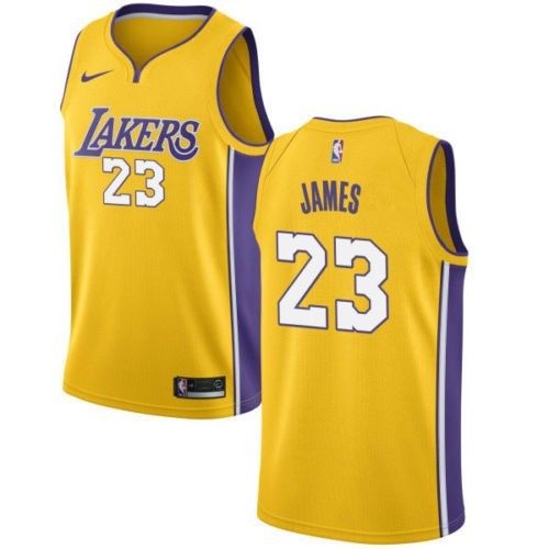 Nike Los Angeles Lakers # 23 Lebron James Gold NBA Authentic Icon Edition Jersey