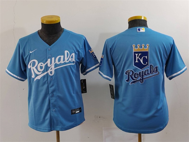 Youth Kansas City Royals Team Big Logo Light Blue Alternate Limited Stitched Baseball Jersey