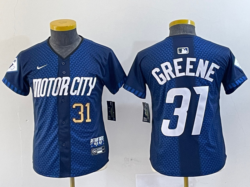 Youth Detroit Tigers #31 Riley Greene 2024 Navy City Connect Cool Base Limited Stitched Jerseys 3