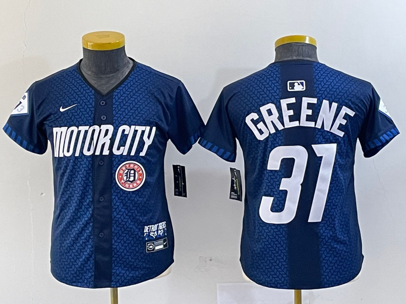 Youth Detroit Tigers #31 Riley Greene 2024 Navy City Connect Cool Base Limited Stitched Jerseys 2