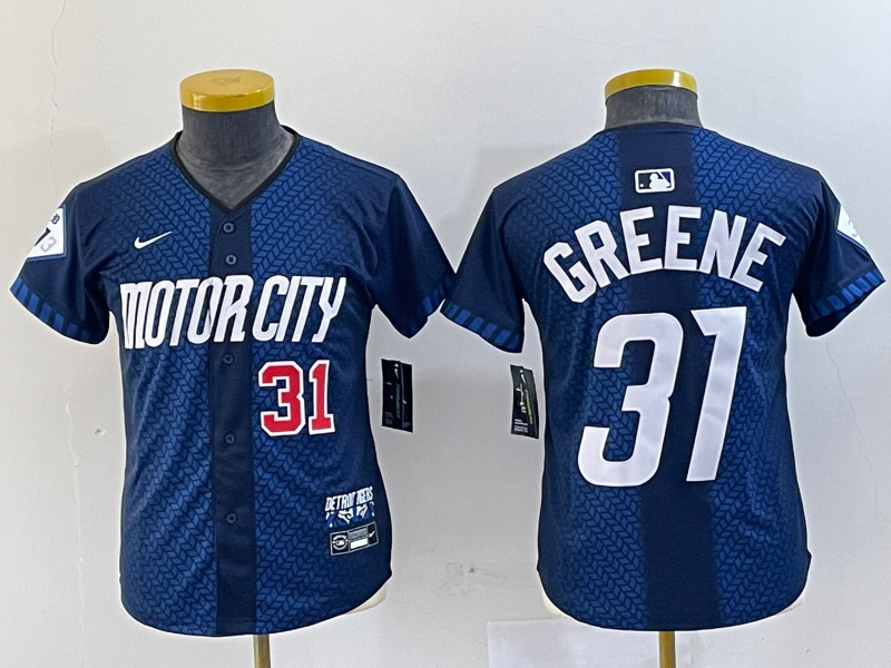 Youth Detroit Tigers #31 Riley Greene 2024 Navy City Connect Cool Base Limited Stitched Jerseys