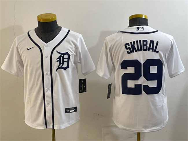 Youth Detroit Tigers #29 Tarik Skubal White Cool Base Stitched Baseball Jersey