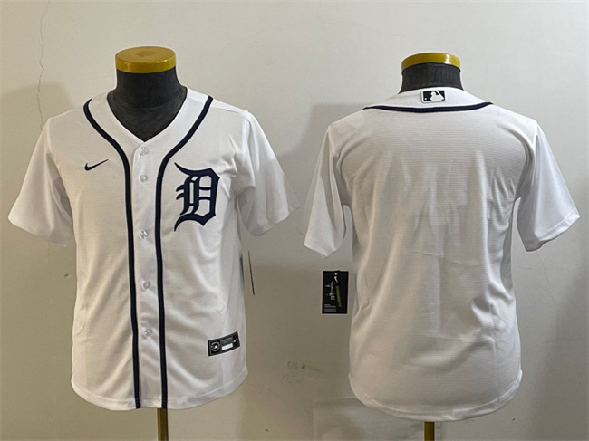 Youth Detroit Tigers Blank White Cool Base Stitched Baseball Jersey