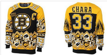 Boston Bruins #33 Zdeno Chara Black Yellow Men's NHL Ugly Sweater