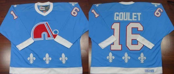 nhl quebec nordiques #16 goulet sky blue jersey