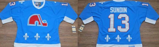 nhl quebec nordiques #13 sundin sky blue jersey