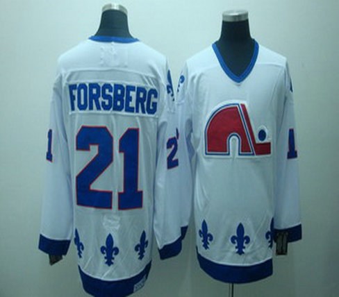 quebec nordiques 21 forsberg white jerseys ccm