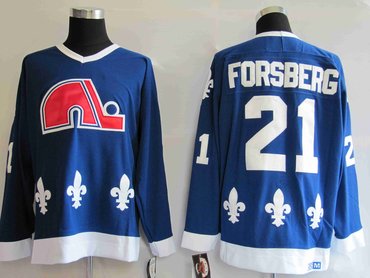 nhl jerseys quebec nordiques 21# forsberg blue