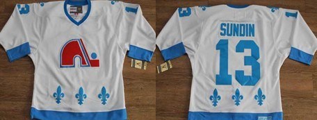 nhl quebec nordiques #13 sundin white jersey