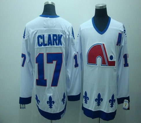 quebec nordiques 17 clark white jerseys ccm